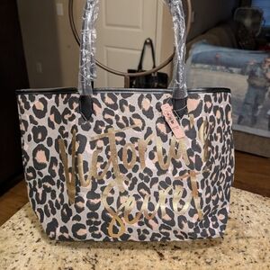 Victoria's Secret Black and Pink Leopard Tote